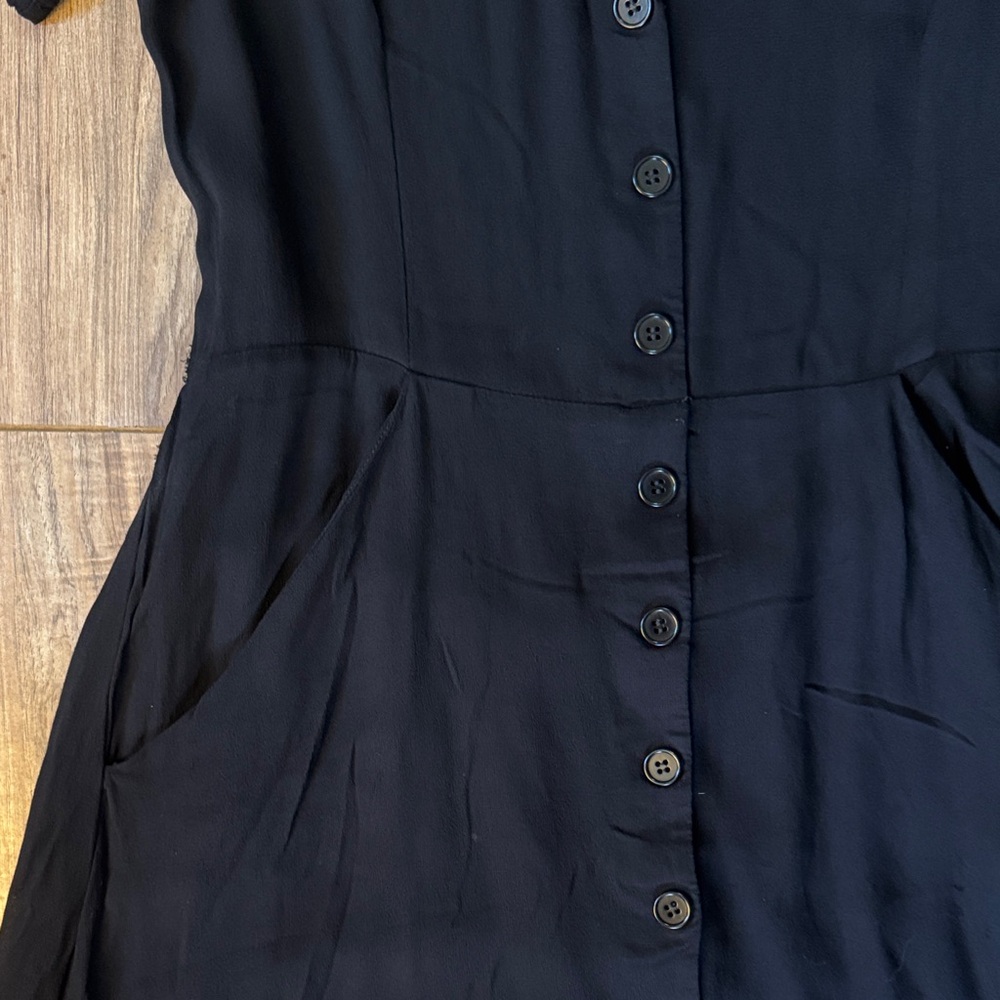 Reformation Black Backless Button-Down Dress with… - image 4